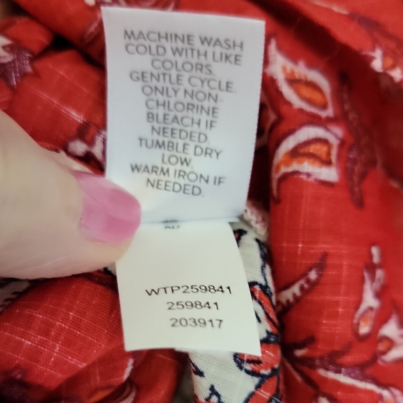 J. Jill Red and Cream Floral Women's Shirt, New With Tag - Picture 5 of 10